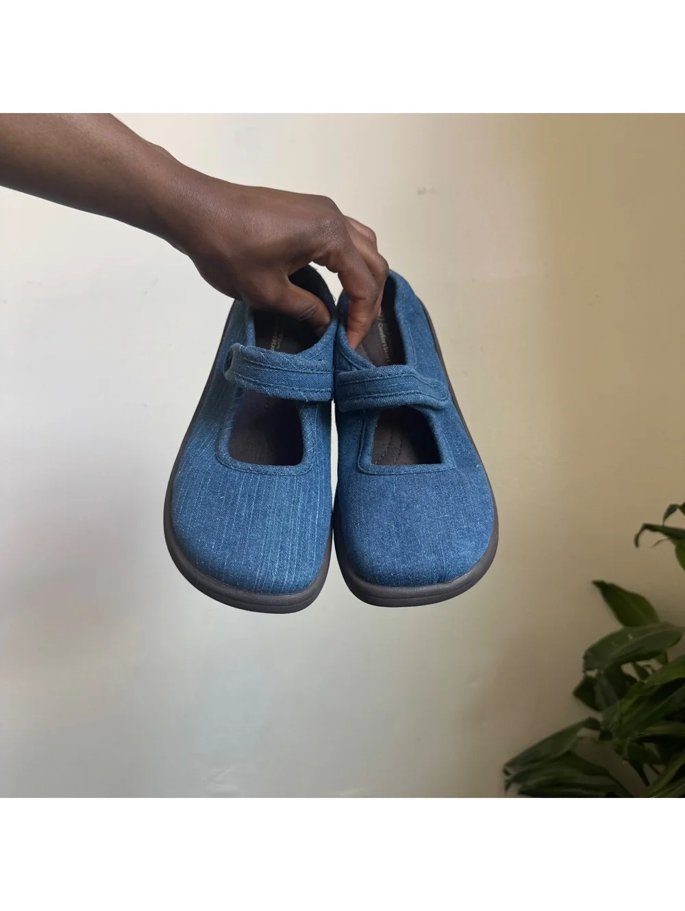 Vintage White Stag Blue Jean Denim Mary Jane Flats Comfort Shoes Sz 7
